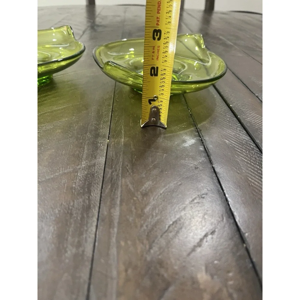 Viking Art Amoebic Epic Glass Candle‎ Holders #1196 Avocado Green Set of 2 MCM